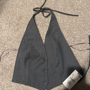 Pinstripe Halter Vest